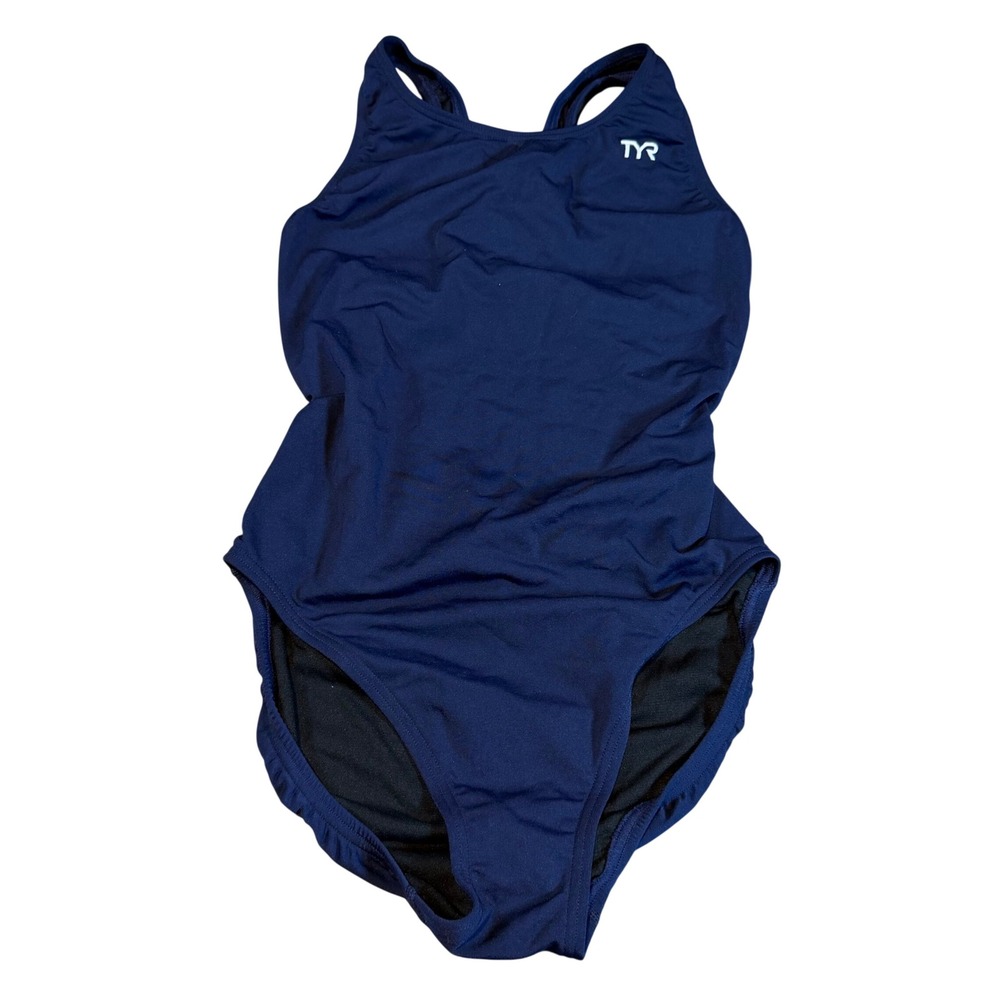 TYR Durafast One Maxfit Swimsuit Womens 34 Navy Blue One Piece MDUR7A - Picture 1 of 6